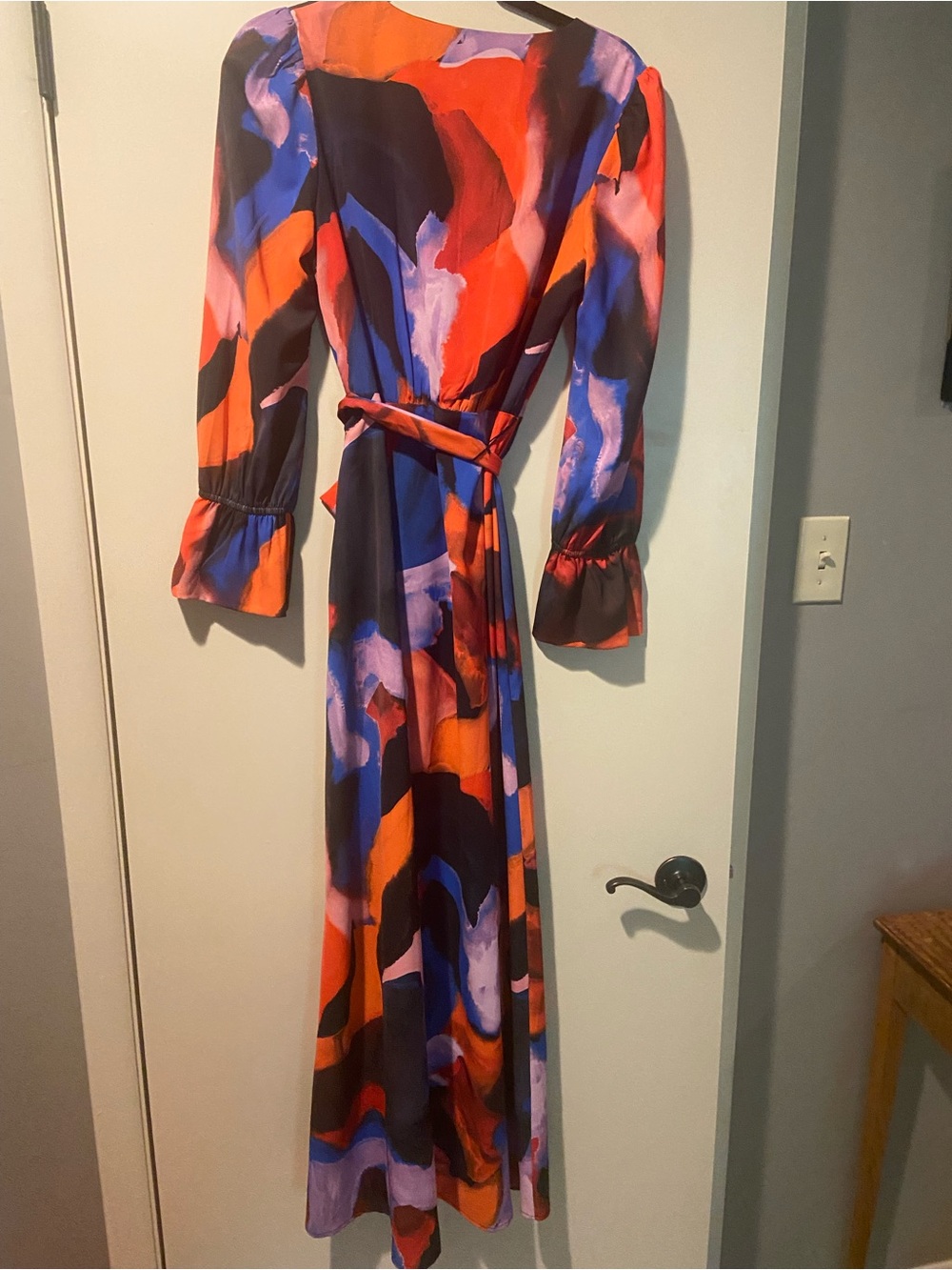French Connection Bold Abstract Wrap Maxi Dress - Red, Blue, Orange, Purple - Picture 4 of 5